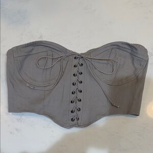 Pacsun Gray Lace-Up Bustier